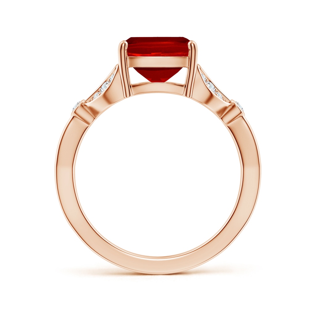 10x8mm Labgrown Lab-Grown Nature-Inspired Cushion Rectangular Ruby Engagement Ring with Leaf Motifs in Rose Gold - side 199