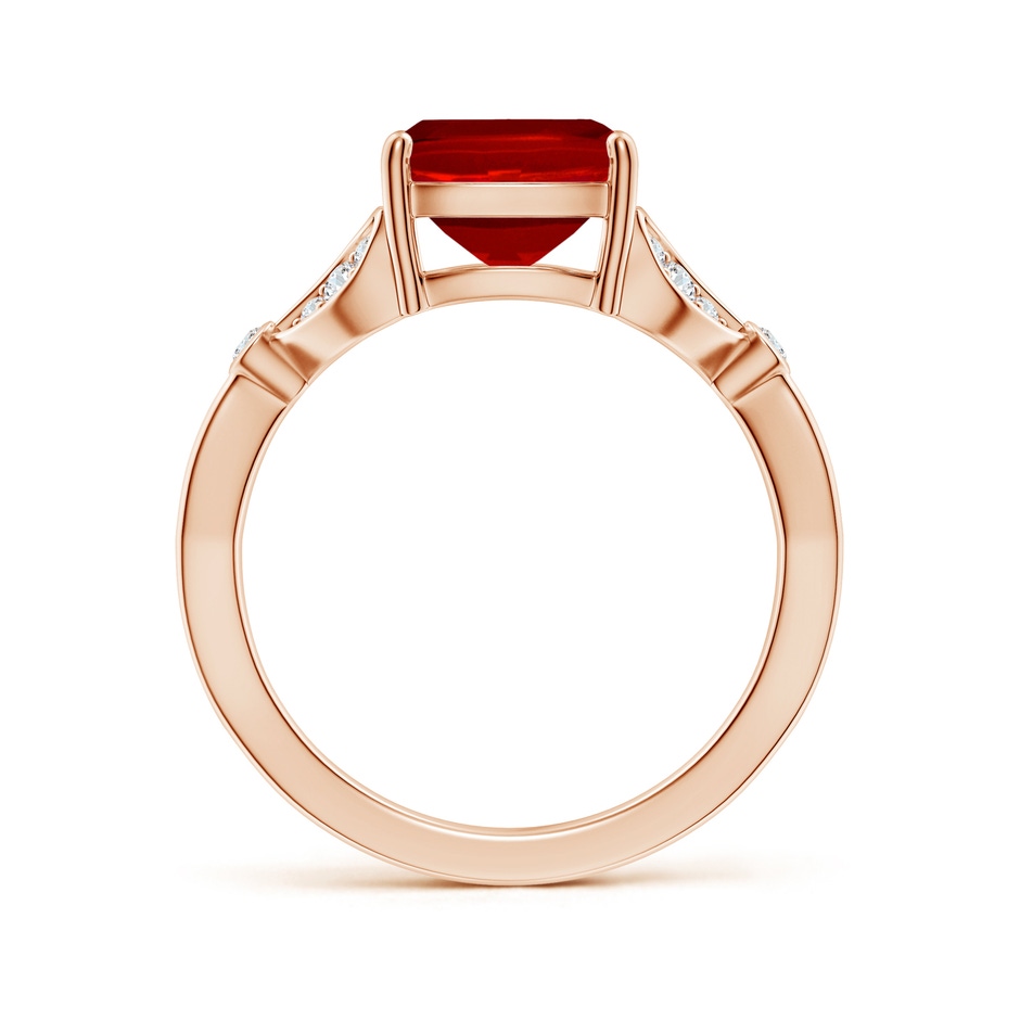 10x8mm Labgrown Lab-Grown Nature-Inspired Cushion Rectangular Ruby Engagement Ring with Leaf Motifs in Rose Gold side 199