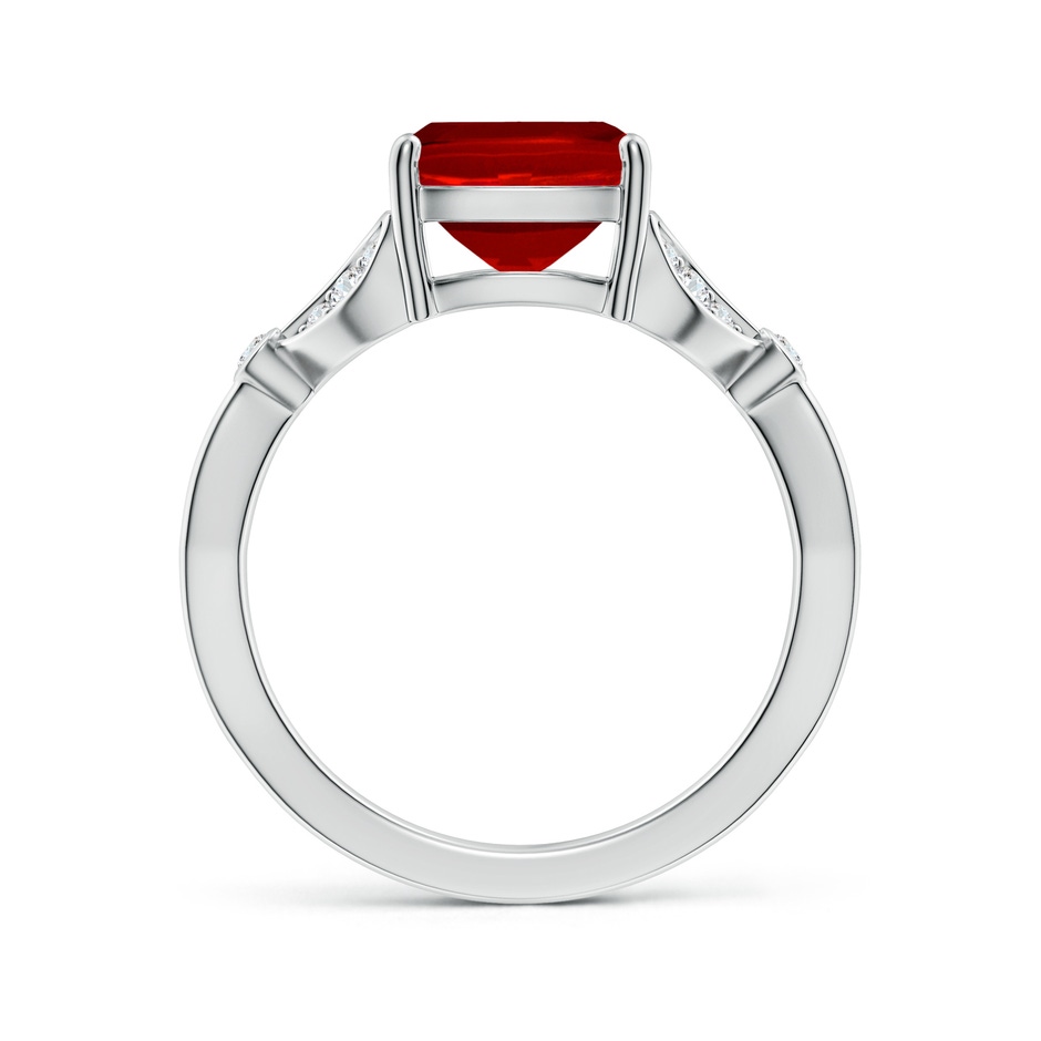 10x8mm Labgrown Lab-Grown Nature-Inspired Cushion Rectangular Ruby Engagement Ring with Leaf Motifs in White Gold side 199