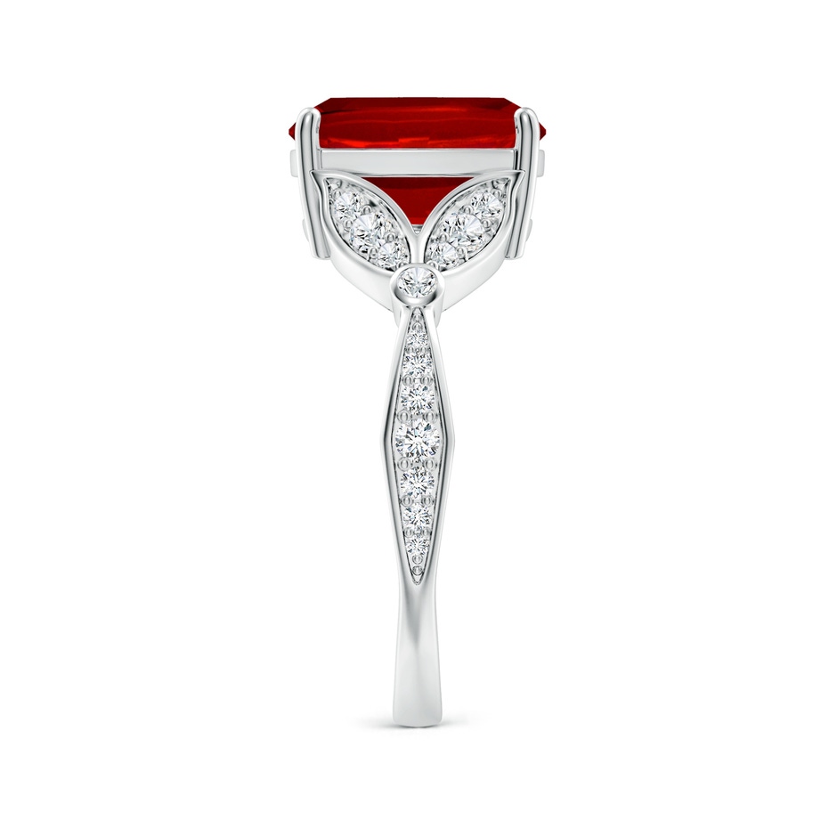 10x8mm Labgrown Lab-Grown Nature-Inspired Cushion Rectangular Ruby Engagement Ring with Leaf Motifs in White Gold side 299
