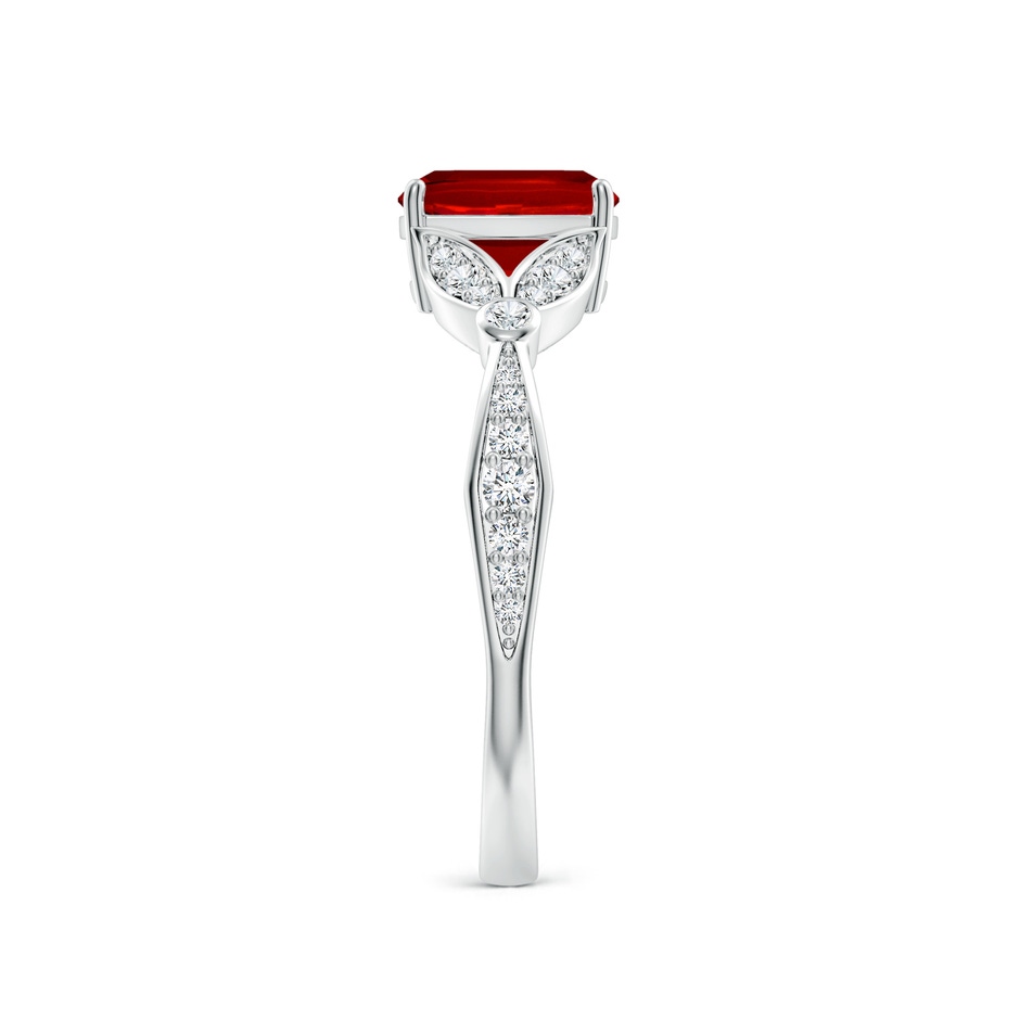 7x5mm Labgrown Lab-Grown Nature-Inspired Cushion Rectangular Ruby Engagement Ring with Leaf Motifs in P950 Platinum side 299