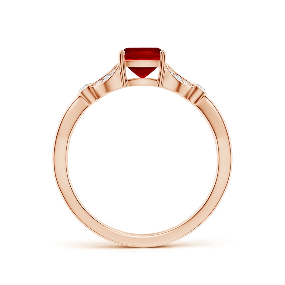 7x5mm Labgrown Lab-Grown Nature-Inspired Cushion Rectangular Ruby Engagement Ring with Leaf Motifs in Rose Gold side 199