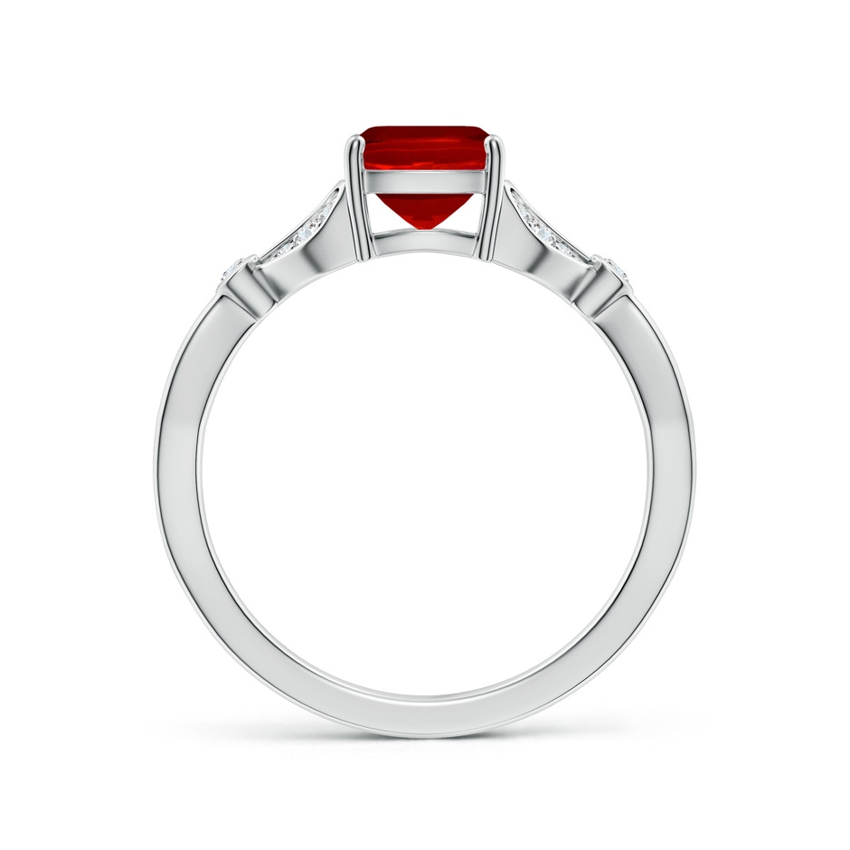 8x6mm Labgrown Lab-Grown Nature-Inspired Cushion Rectangular Ruby Engagement Ring with Leaf Motifs in P950 Platinum side 199