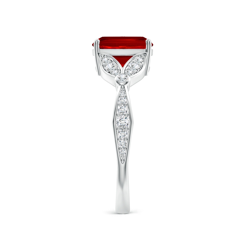 8x6mm Labgrown Lab-Grown Nature-Inspired Cushion Rectangular Ruby Engagement Ring with Leaf Motifs in P950 Platinum side 299