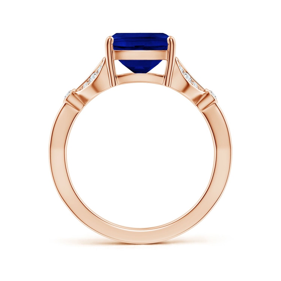 10x8mm Labgrown Lab-Grown Nature-Inspired Cushion Rectangular Blue Sapphire Engagement Ring with Leaf Motifs in 18K Rose Gold side 199