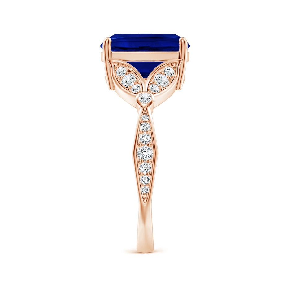 10x8mm Labgrown Lab-Grown Nature-Inspired Cushion Rectangular Blue Sapphire Engagement Ring with Leaf Motifs in 18K Rose Gold side 299