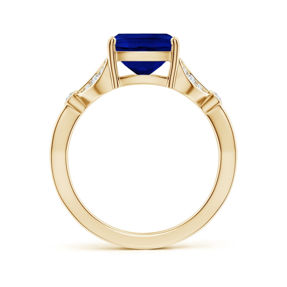 10x8mm Labgrown Lab-Grown Nature-Inspired Cushion Rectangular Blue Sapphire Engagement Ring with Leaf Motifs in Yellow Gold side 199