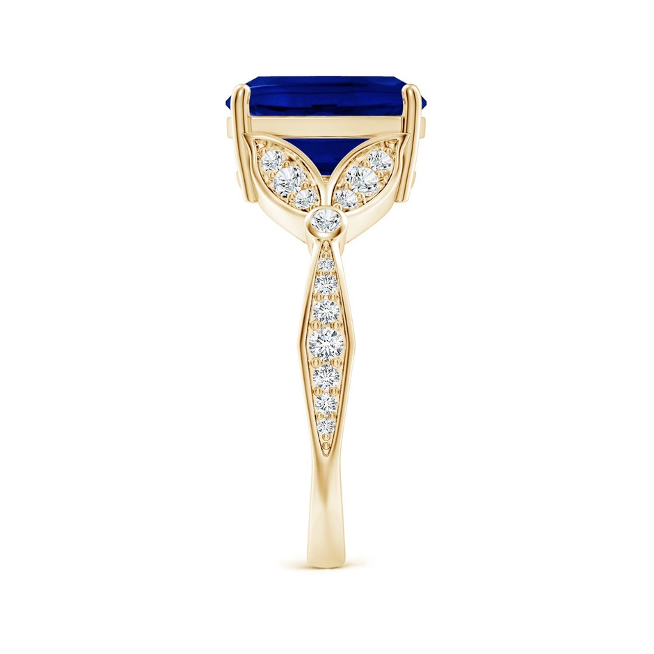 10x8mm Labgrown Lab-Grown Nature-Inspired Cushion Rectangular Blue Sapphire Engagement Ring with Leaf Motifs in Yellow Gold side 299