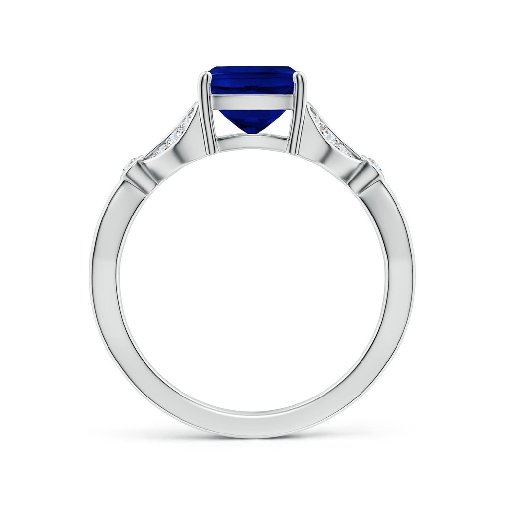 9x7mm Labgrown Lab-Grown Nature-Inspired Cushion Rectangular Blue Sapphire Engagement Ring with Leaf Motifs in White Gold - side 199