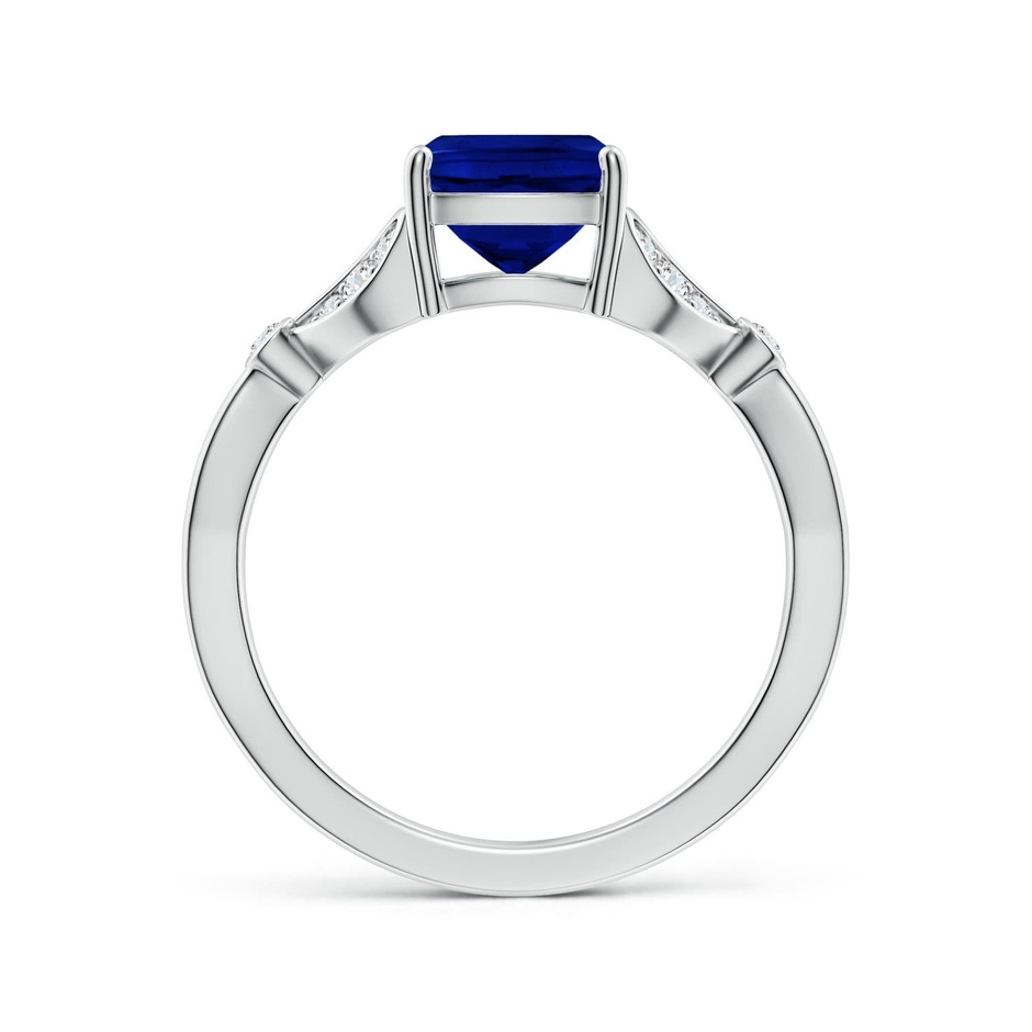9x7mm Labgrown Lab-Grown Nature-Inspired Cushion Rectangular Blue Sapphire Engagement Ring with Leaf Motifs in White Gold side 199