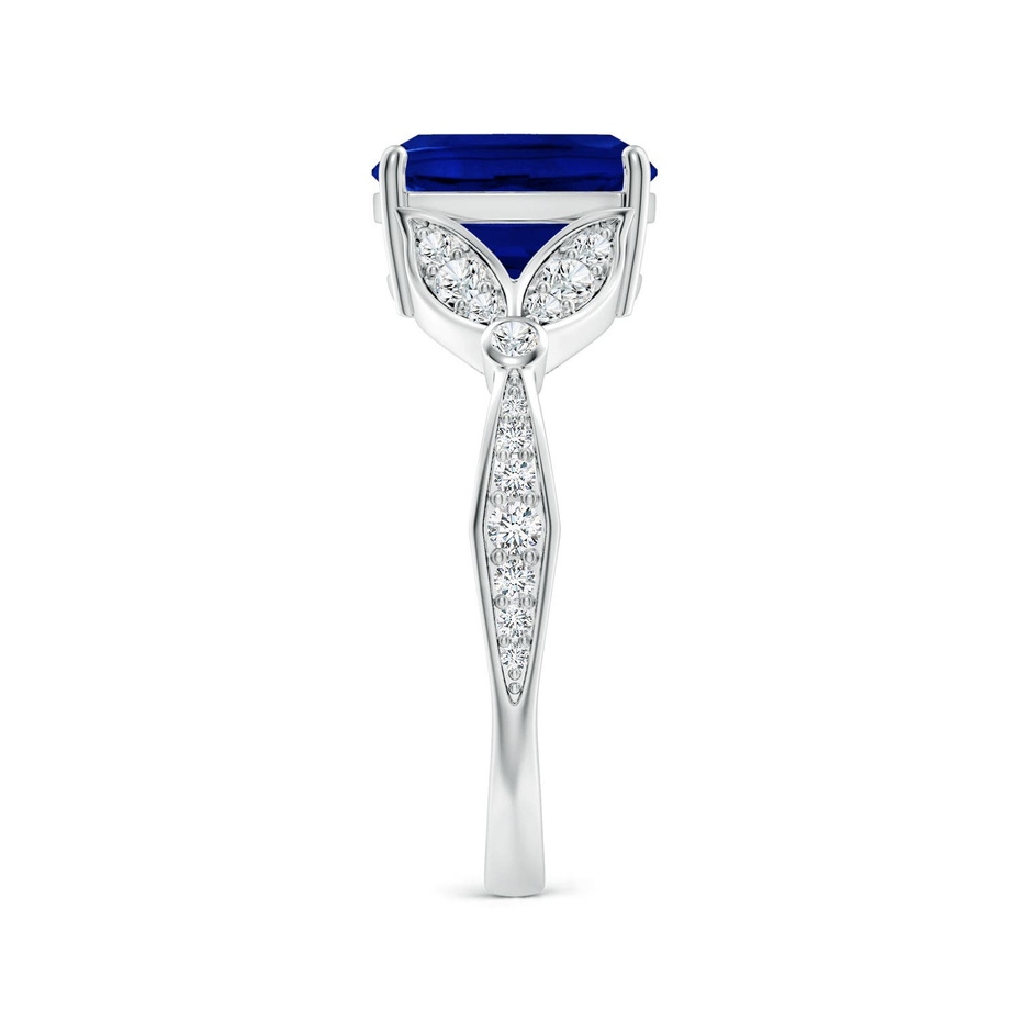 9x7mm Labgrown Lab-Grown Nature-Inspired Cushion Rectangular Blue Sapphire Engagement Ring with Leaf Motifs in White Gold side 299