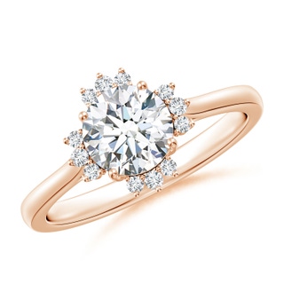 6.4mm FGVS Lab-Grown Prong-Set Round Diamond Halo Engagement Ring in 9K Rose Gold