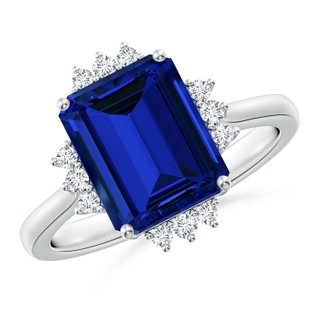 Emerald Cut Lab-Grown Lab Grown Blue Sapphire