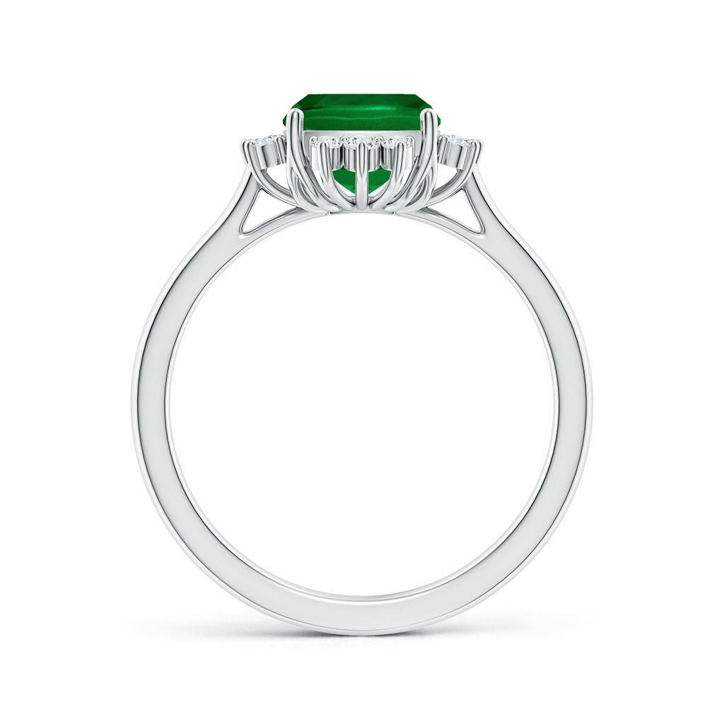 9x7mm Labgrown Lab-Grown Prong-Set Cushion Rectangular Emerald Halo Engagement Ring in White Gold Side 199