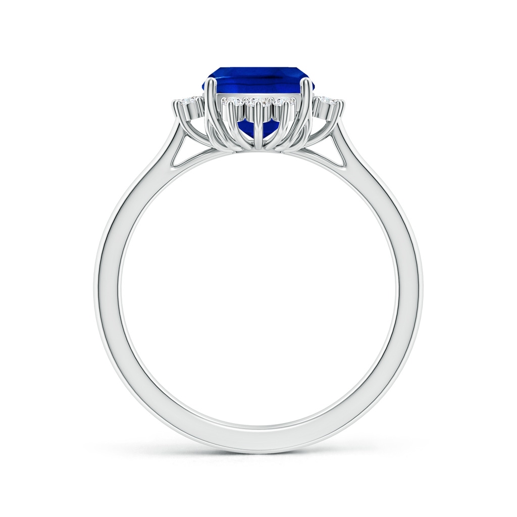 9x7mm Labgrown Lab-Grown Prong-Set Cushion Rectangular Blue Sapphire Halo Engagement Ring in White Gold Side 199