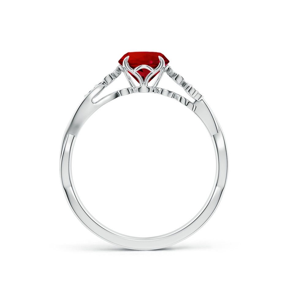 6mm Labgrown Lab-Grown Nature-Inspired Round Ruby Floral Engagement Ring in P950 Platinum side 199