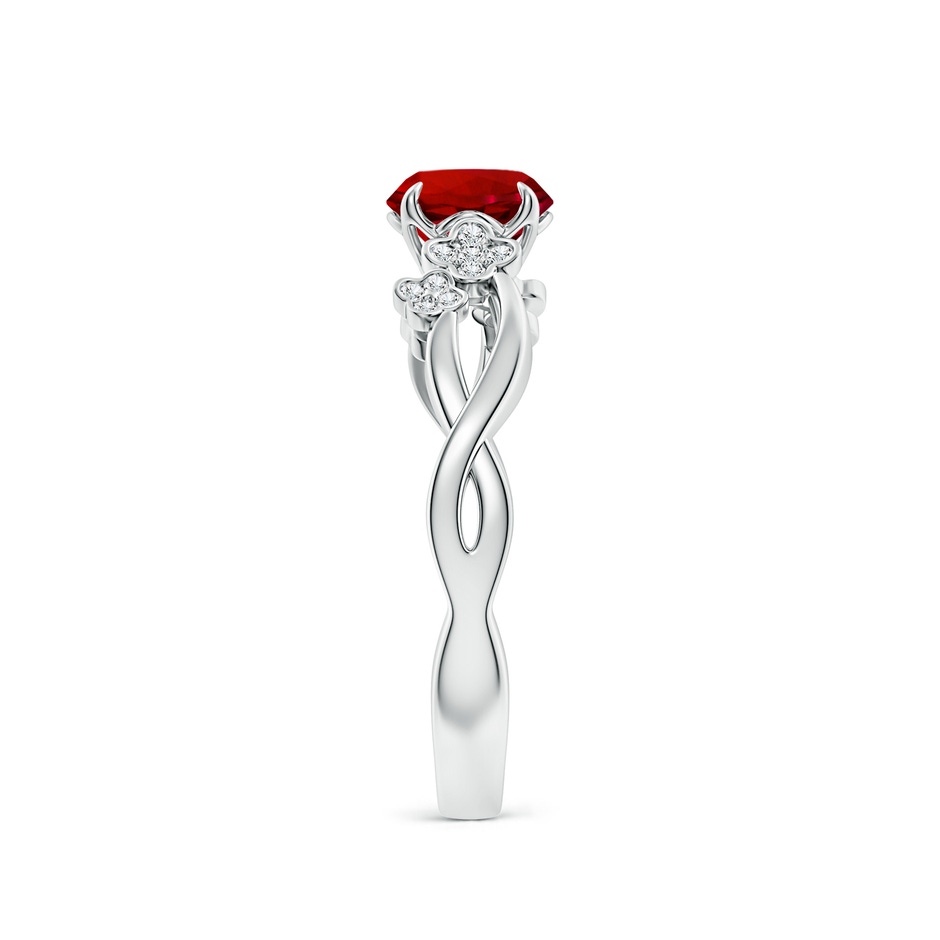6mm Labgrown Lab-Grown Nature-Inspired Round Ruby Floral Engagement Ring in P950 Platinum side 299