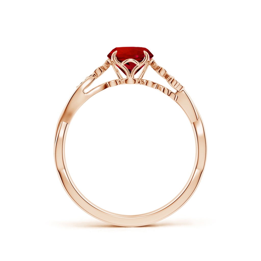 6mm Labgrown Lab-Grown Nature-Inspired Round Ruby Floral Engagement Ring in Rose Gold - side 199