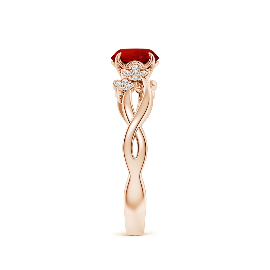6mm Labgrown Lab-Grown Nature-Inspired Round Ruby Floral Engagement Ring in Rose Gold side 299