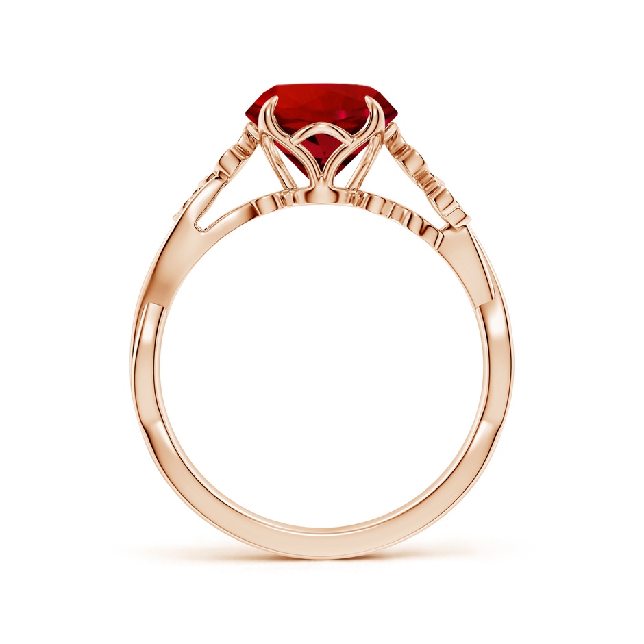 8mm Labgrown Lab-Grown Nature-Inspired Round Ruby Floral Engagement Ring in 18K Rose Gold side 199