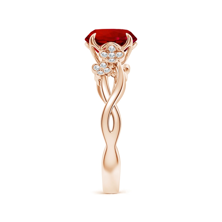 8mm Labgrown Lab-Grown Nature-Inspired Round Ruby Floral Engagement Ring in 18K Rose Gold side 299