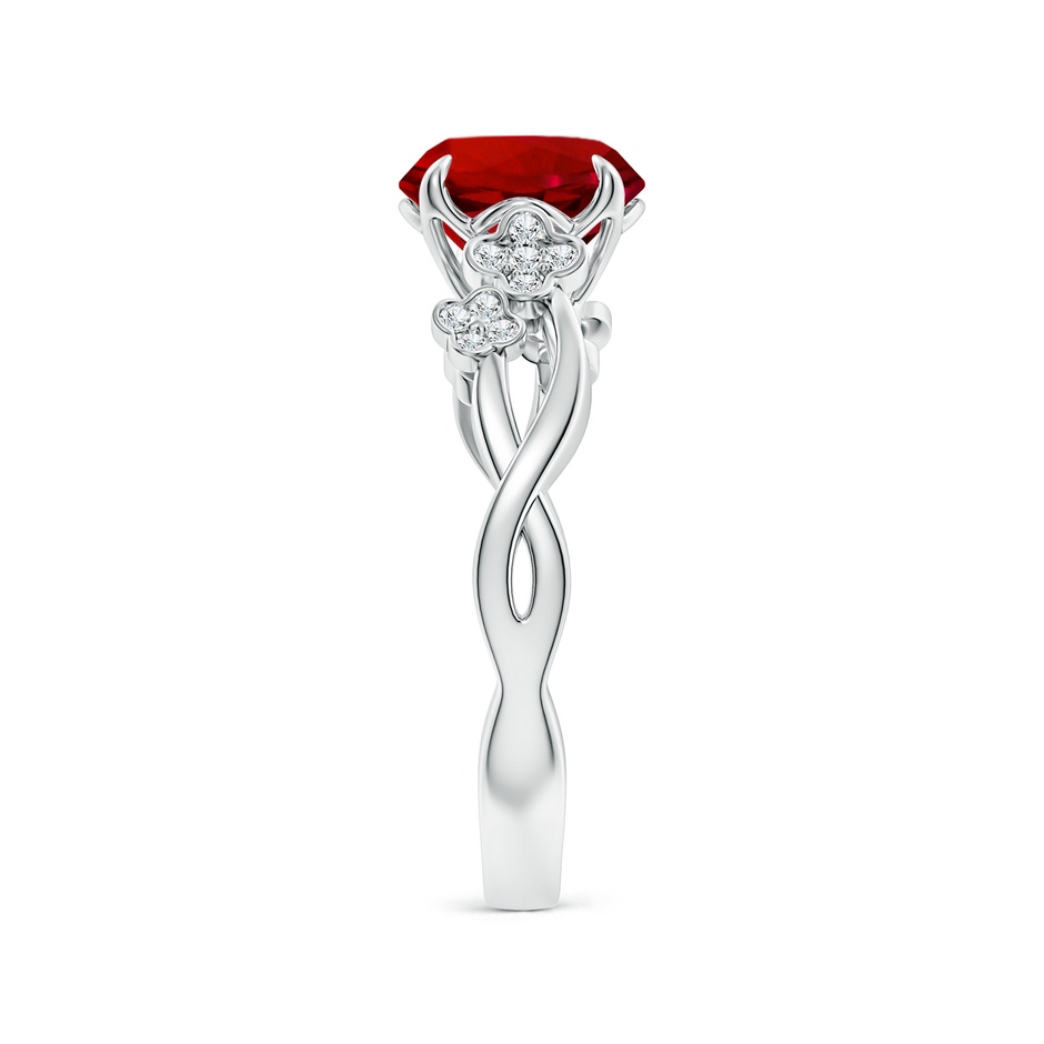 8mm Labgrown Lab-Grown Nature-Inspired Round Ruby Floral Engagement Ring in White Gold side 299