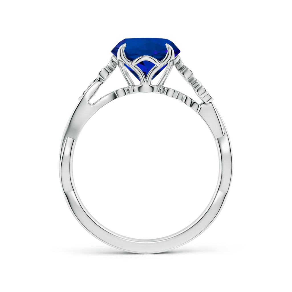 8mm Labgrown Lab-Grown Nature-Inspired Round Blue Sapphire Floral Engagement Ring in White Gold Side 199