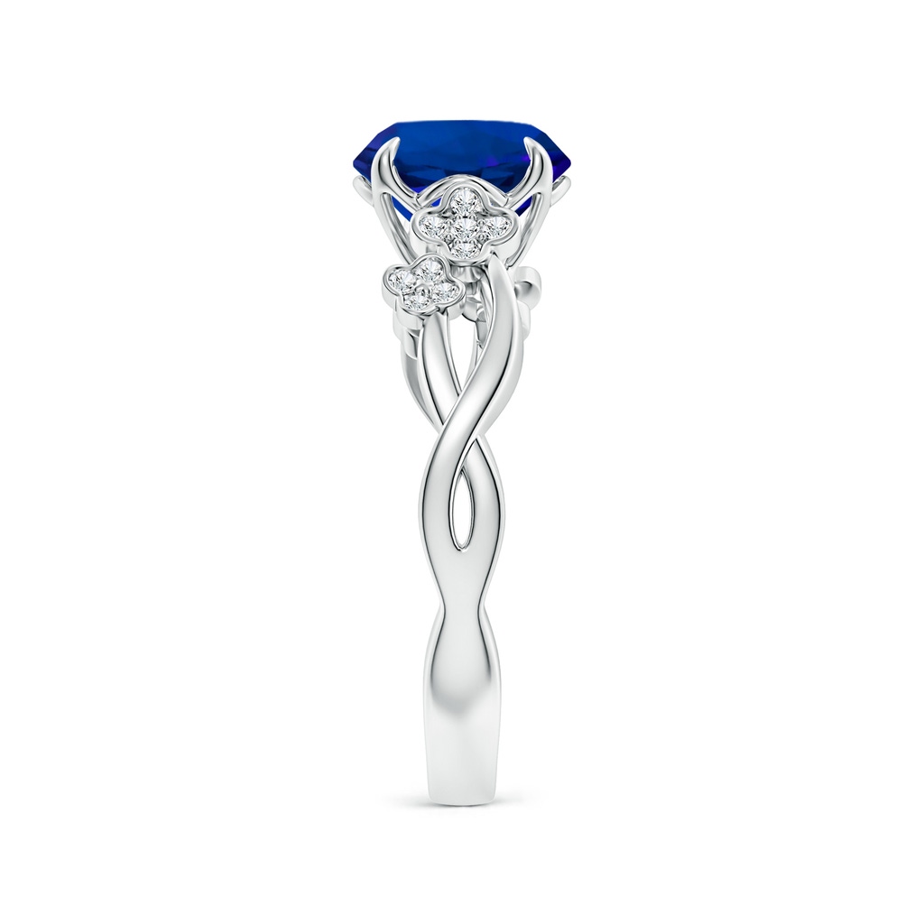 8mm Labgrown Lab-Grown Nature-Inspired Round Blue Sapphire Floral Engagement Ring in White Gold Side 299