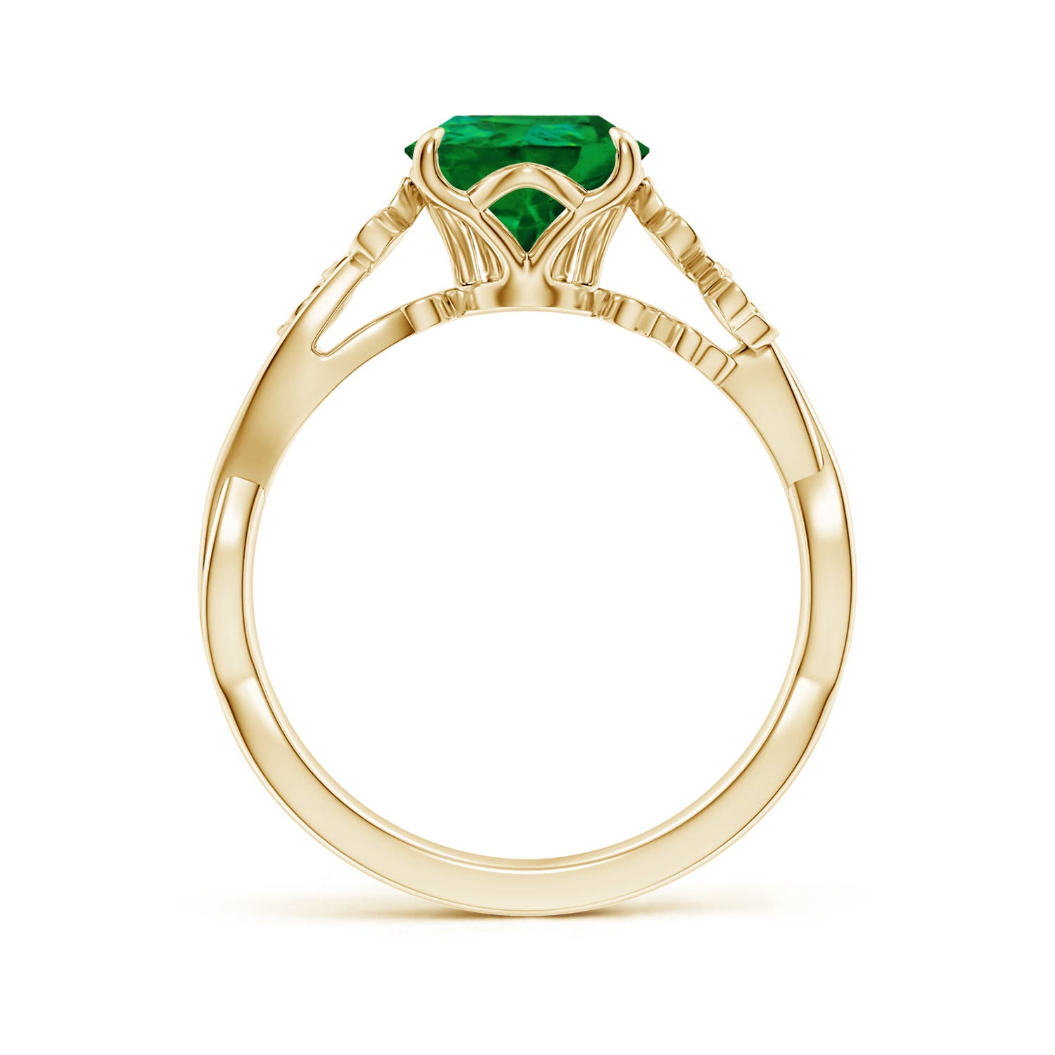 10x8mm Labgrown Lab-Grown Nature-Inspired Pear Emerald Floral Engagement Ring in 18K Yellow Gold