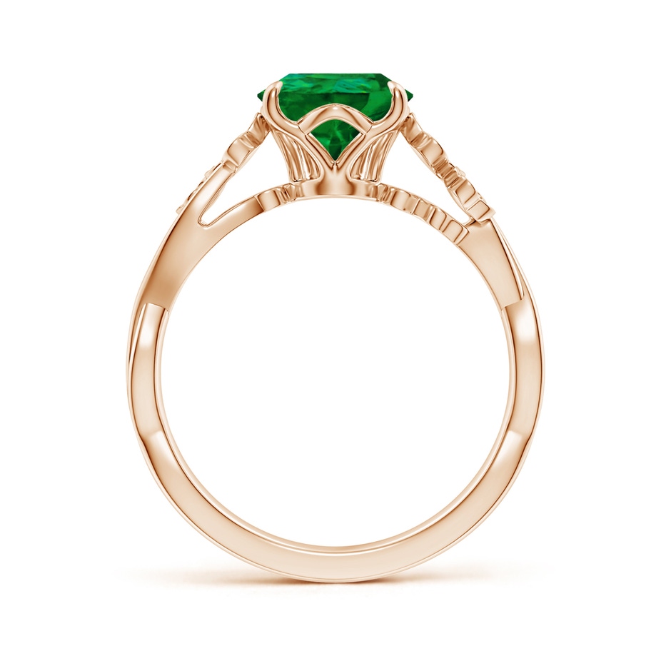 10x8mm Labgrown Lab-Grown Nature-Inspired Pear Emerald Floral Engagement Ring in Rose Gold side 199