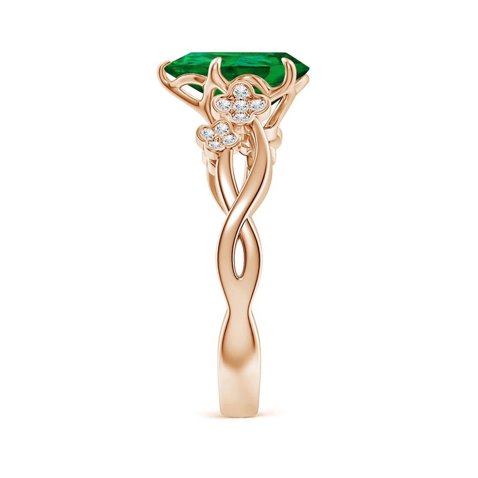 10x8mm Labgrown Lab-Grown Nature-Inspired Pear Emerald Floral Engagement Ring in Rose Gold side 299