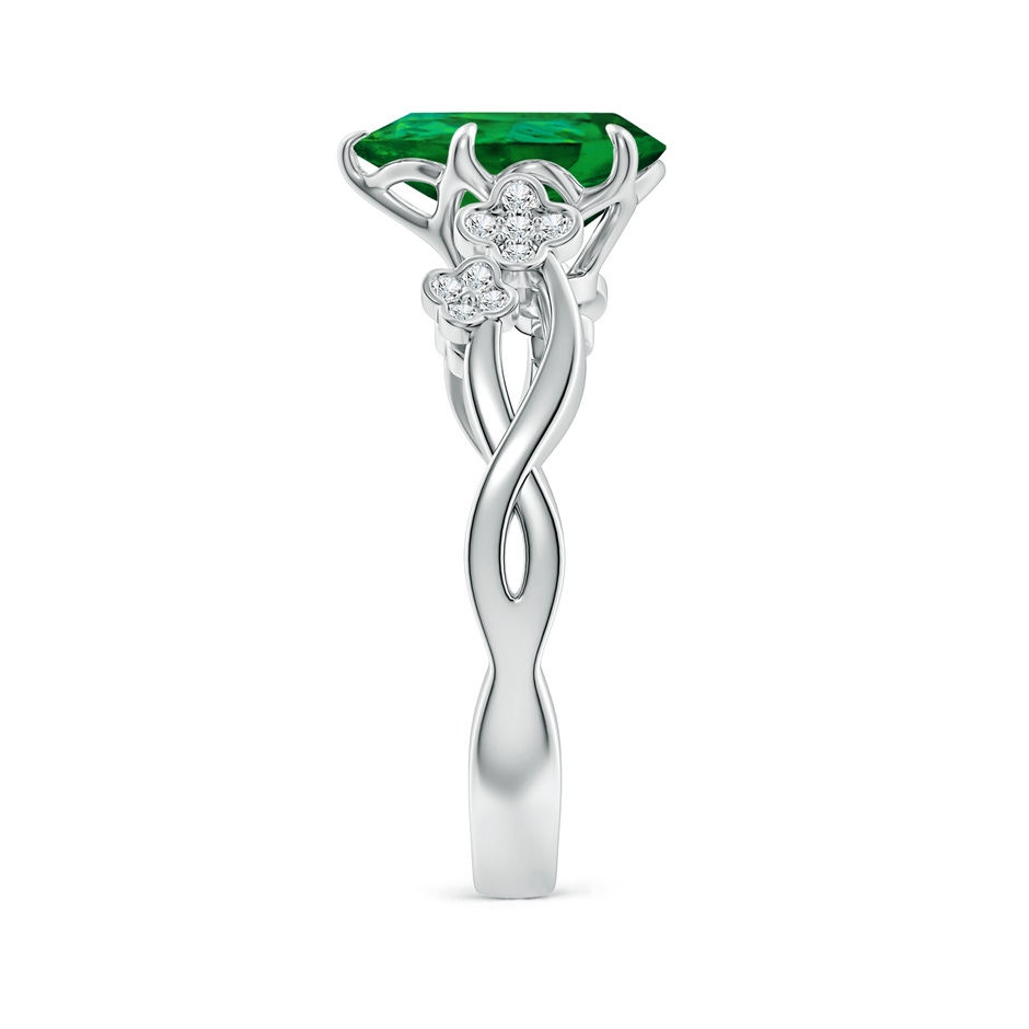 10x8mm Labgrown Lab-Grown Nature-Inspired Pear Emerald Floral Engagement Ring in White Gold side 299