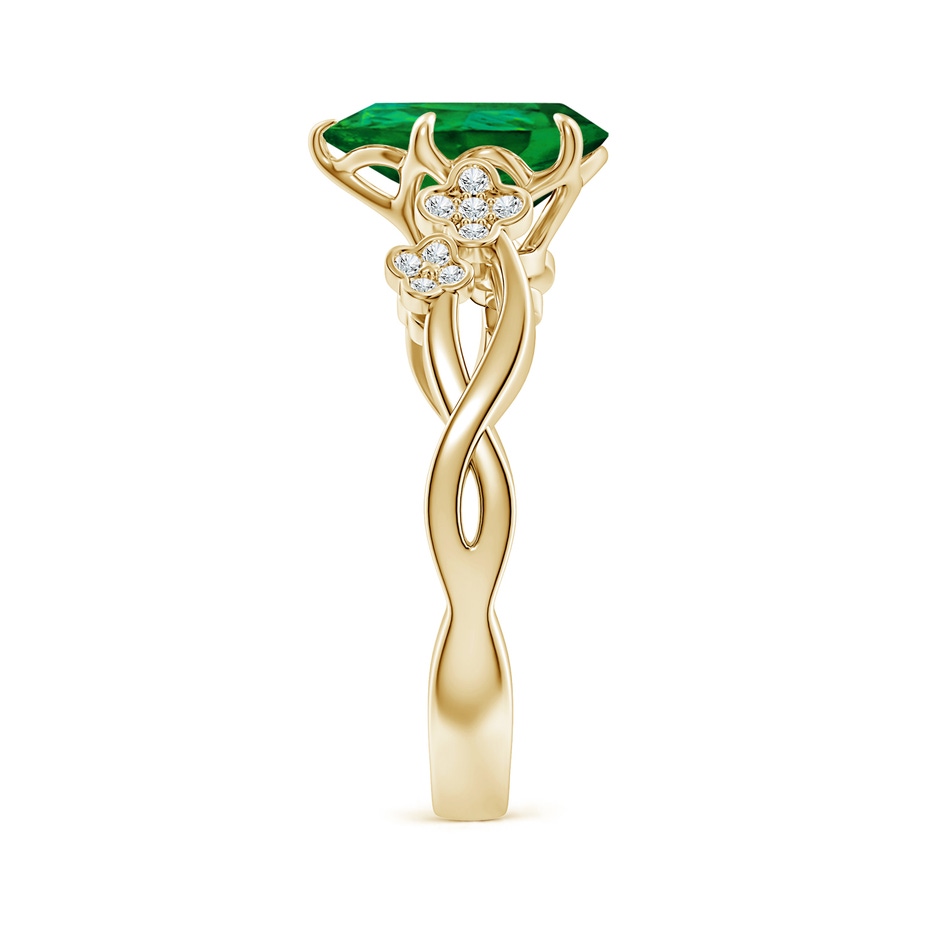10x8mm Labgrown Lab-Grown Nature-Inspired Pear Emerald Floral Engagement Ring in Yellow Gold side 299