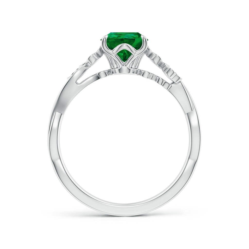 9x7mm Labgrown Lab-Grown Nature-Inspired Pear Emerald Floral Engagement Ring in White Gold - side 199