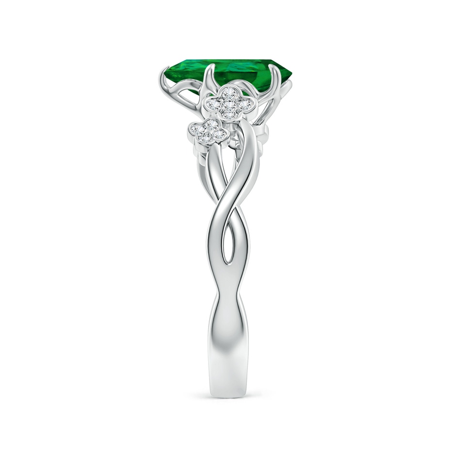 9x7mm Labgrown Lab-Grown Nature-Inspired Pear Emerald Floral Engagement Ring in White Gold side 299