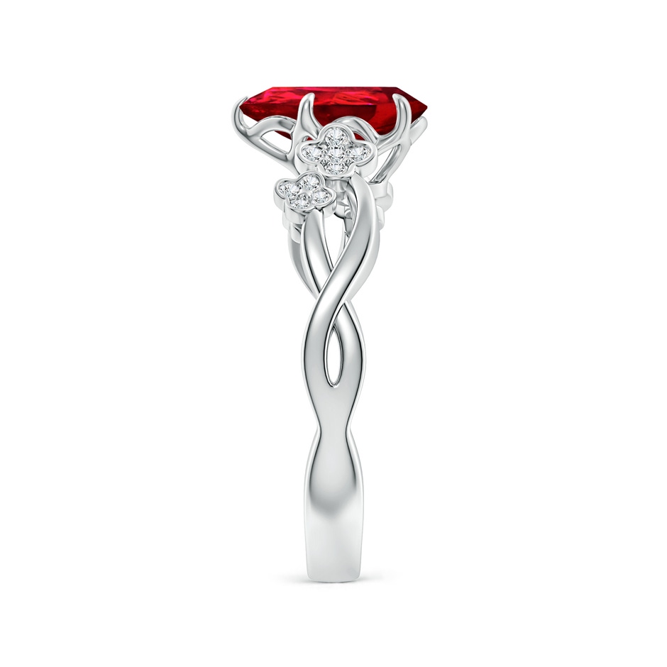 9x7mm Labgrown Lab-Grown Nature-Inspired Pear Ruby Floral Engagement Ring in White Gold side 299