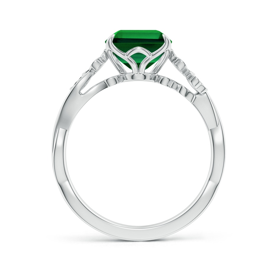 10x8mm Labgrown Lab-Grown Nature-Inspired Emerald-Cut Emerald Floral Engagement Ring in 18K White Gold side 199