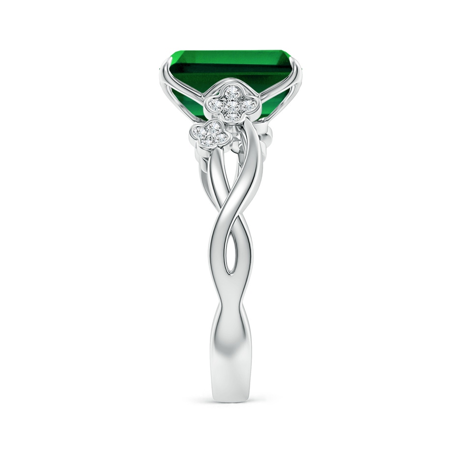 10x8mm Labgrown Lab-Grown Nature-Inspired Emerald-Cut Emerald Floral Engagement Ring in 18K White Gold side 299