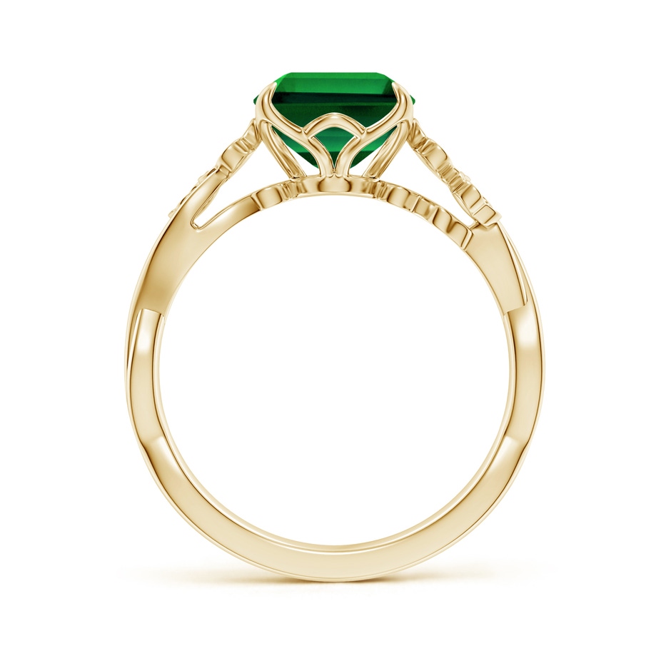 10x8mm Labgrown Lab-Grown Nature-Inspired Emerald-Cut Emerald Floral Engagement Ring in 18K Yellow Gold side 199