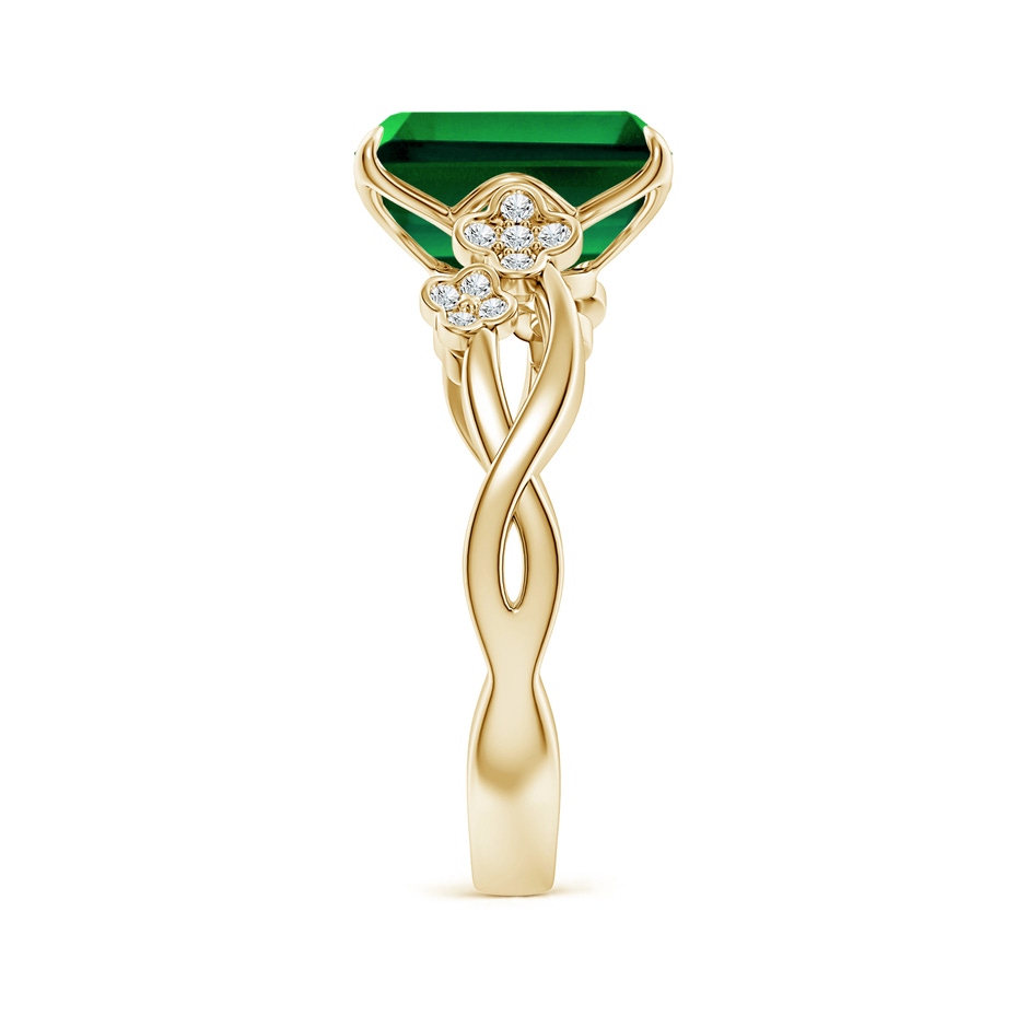 10x8mm Labgrown Lab-Grown Nature-Inspired Emerald-Cut Emerald Floral Engagement Ring in 18K Yellow Gold side 299