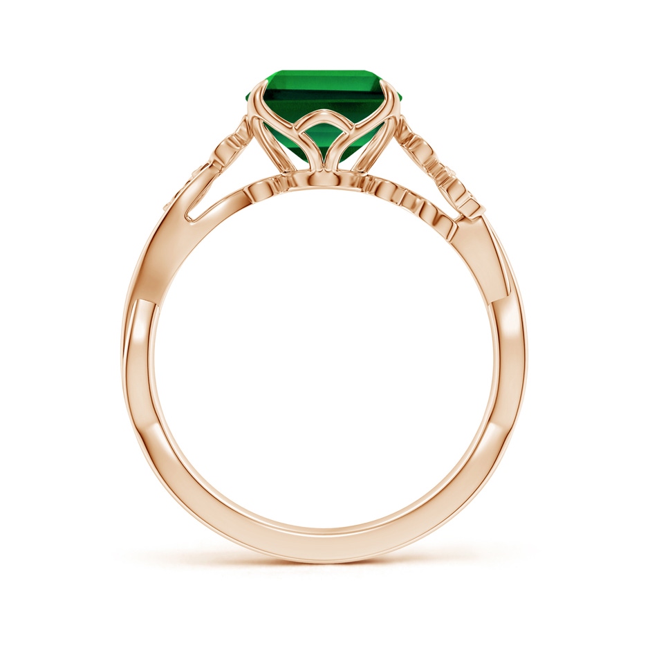 10x8mm Labgrown Lab-Grown Nature-Inspired Emerald-Cut Emerald Floral Engagement Ring in Rose Gold side 199