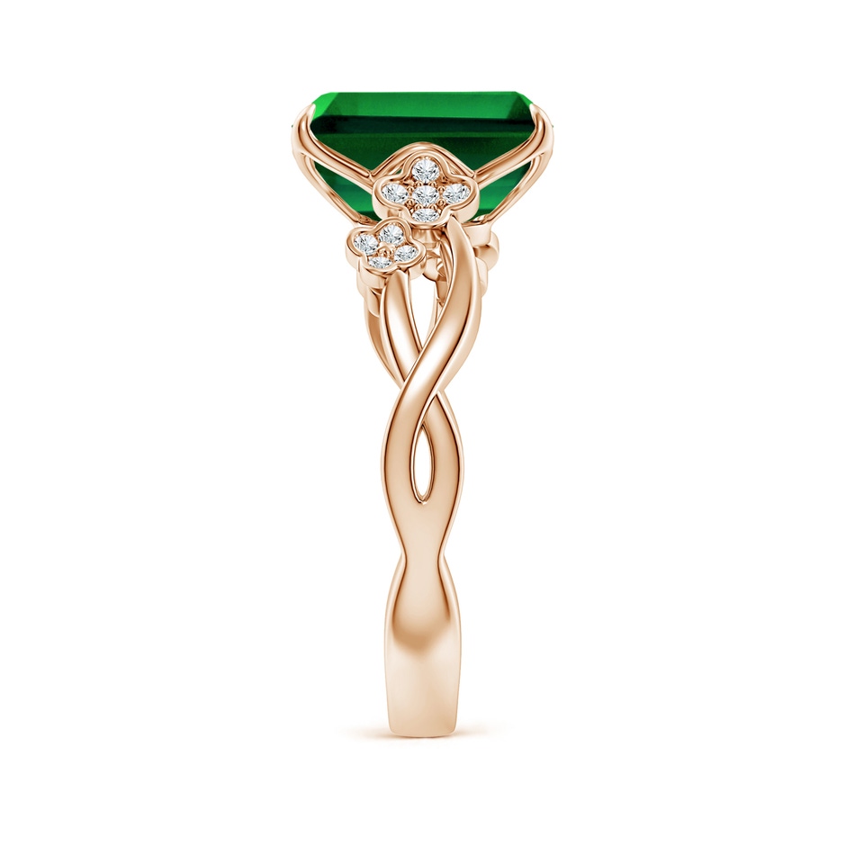 10x8mm Labgrown Lab-Grown Nature-Inspired Emerald-Cut Emerald Floral Engagement Ring in Rose Gold side 299