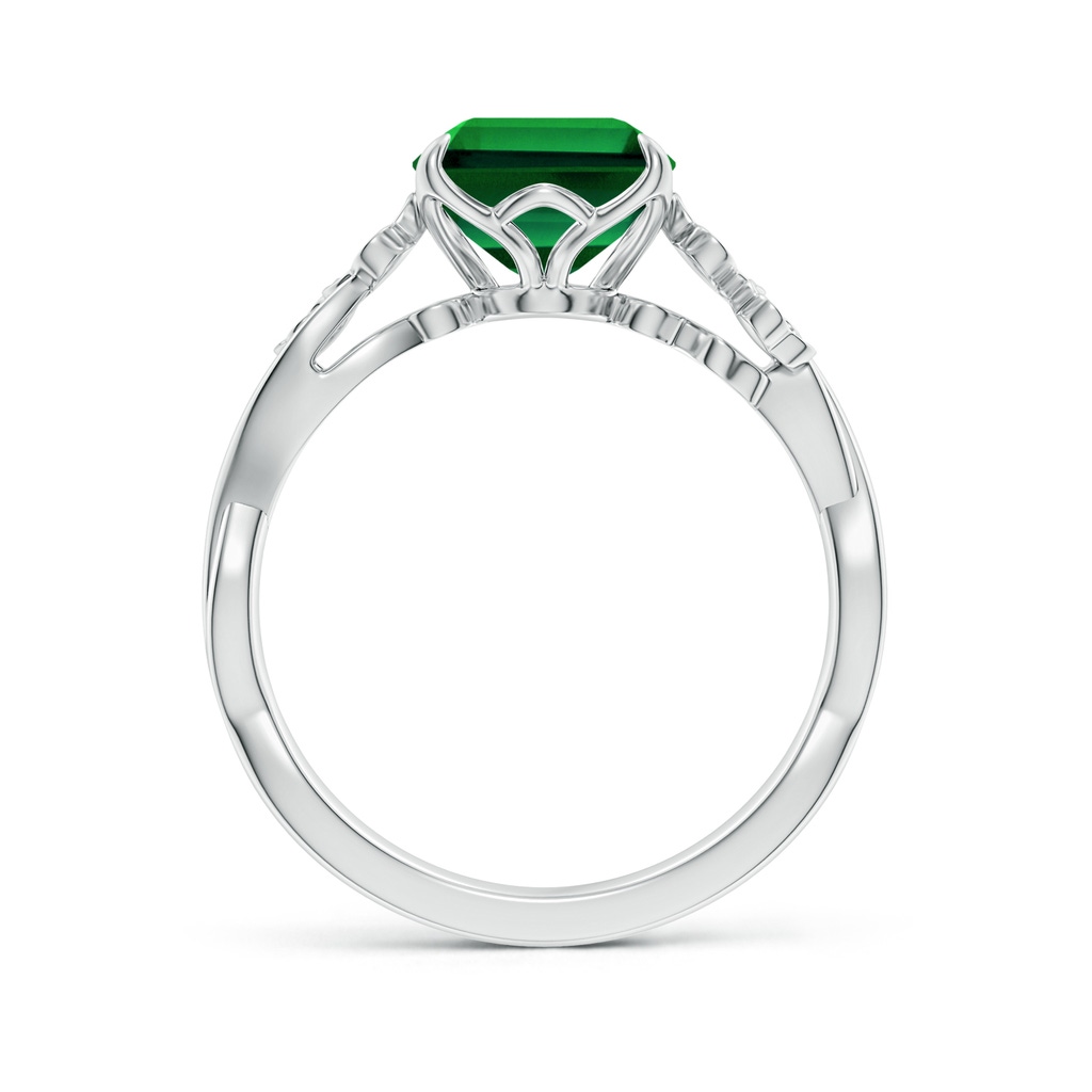 10x8mm Labgrown Lab-Grown Nature-Inspired Emerald-Cut Emerald Floral Engagement Ring in White Gold - side 199