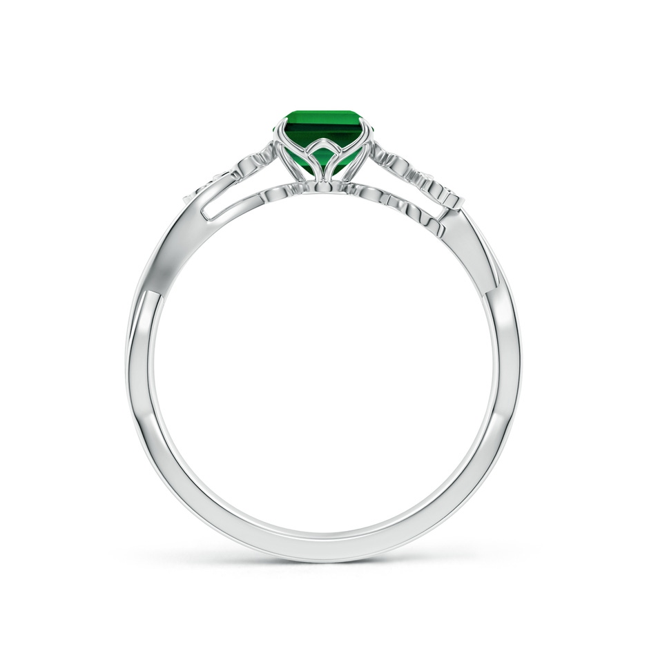 7x5mm Labgrown Lab-Grown Nature-Inspired Emerald-Cut Emerald Floral Engagement Ring in White Gold side 199