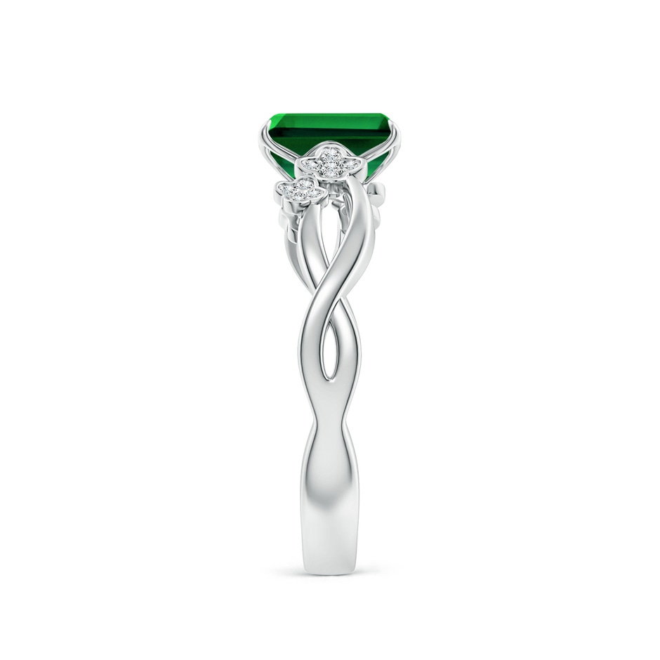 7x5mm Labgrown Lab-Grown Nature-Inspired Emerald-Cut Emerald Floral Engagement Ring in White Gold side 299
