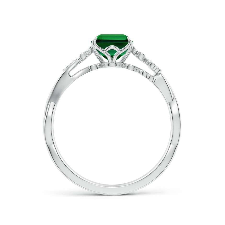8x6mm Labgrown Lab-Grown Nature-Inspired Emerald-Cut Emerald Floral Engagement Ring in White Gold side 199