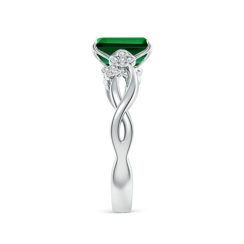 8x6mm Labgrown Lab-Grown Nature-Inspired Emerald-Cut Emerald Floral Engagement Ring in White Gold side 299