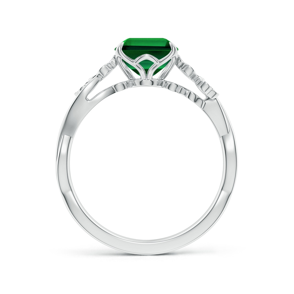 9x7mm Labgrown Lab-Grown Nature-Inspired Emerald-Cut Emerald Floral Engagement Ring in White Gold Side 199