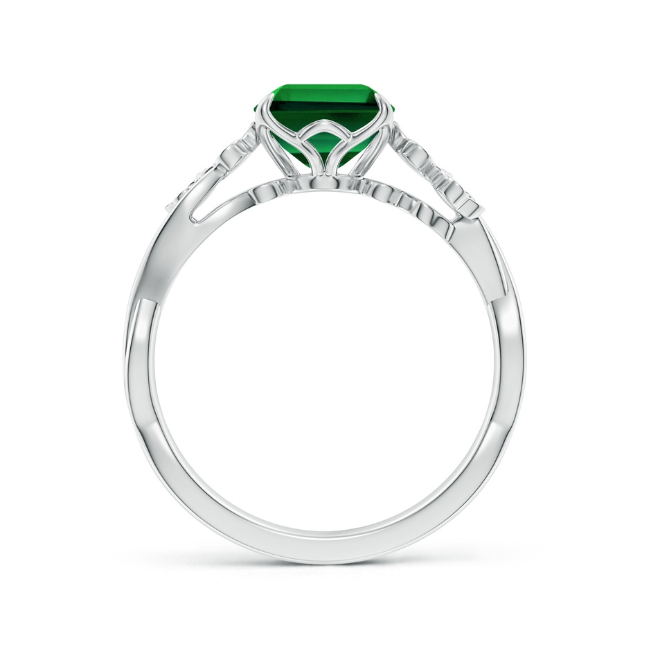 9x7mm Labgrown Lab-Grown Nature-Inspired Emerald-Cut Emerald Floral Engagement Ring in White Gold side 199