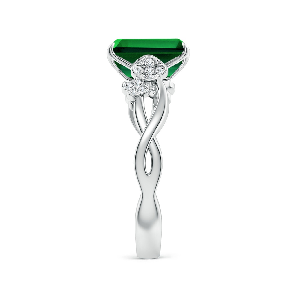 9x7mm Labgrown Lab-Grown Nature-Inspired Emerald-Cut Emerald Floral Engagement Ring in White Gold Side 299